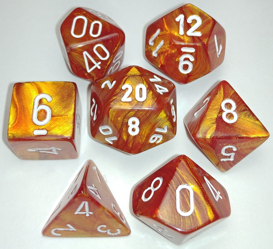 Chessex Lustrous Bronze/White 7ct Polyhedral Set (27492) Dice Chessex   