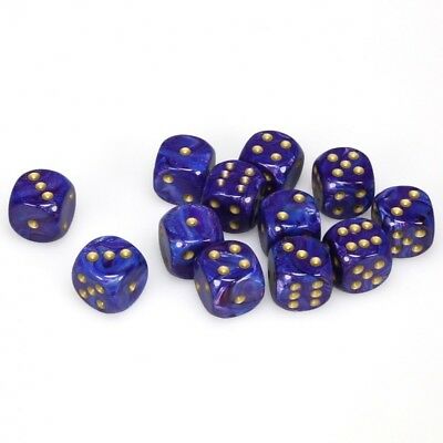 Chessex 16mm Lustrous Purple/Gold 12ct D6 Set (27697) Dice Chessex   
