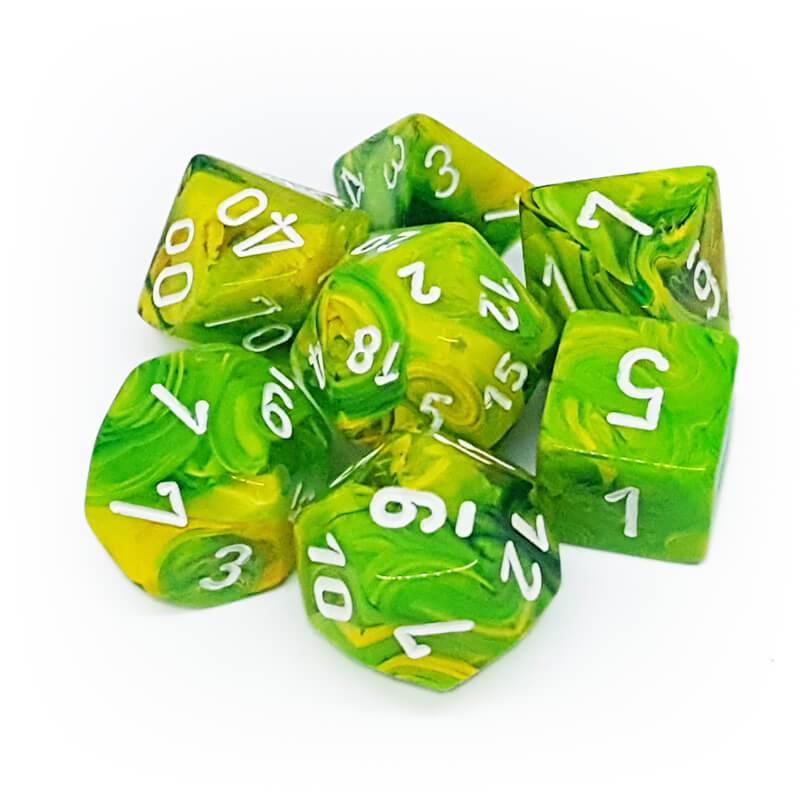 Chessex Vortex Dandelion/White 7ct Polyhedral Set (27452) Dice Chessex   