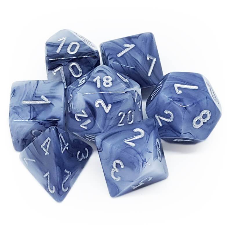 Chessex Phantom Black/Silver 7ct Polyhedral Set (27488) Dice Chessex   