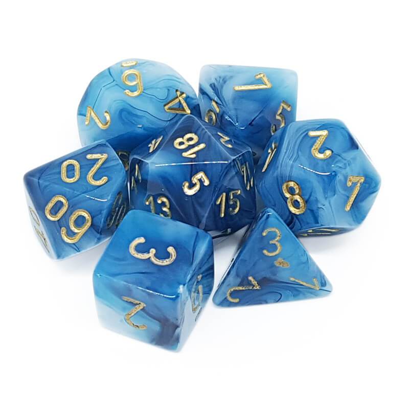 Chessex Phantom Teal/Gold 7ct Polyhedral Set (27489) Dice Chessex   