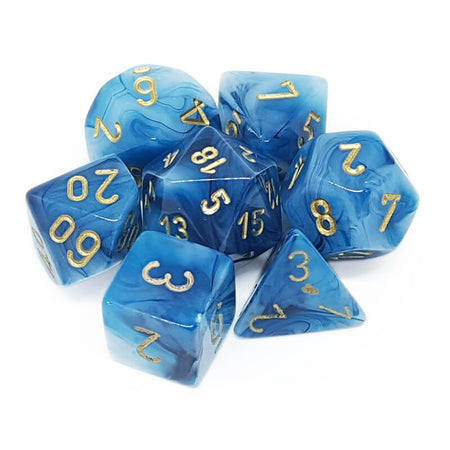 Chessex Phantom Teal/Gold 7ct Polyhedral Set (27489) Dice Chessex   
