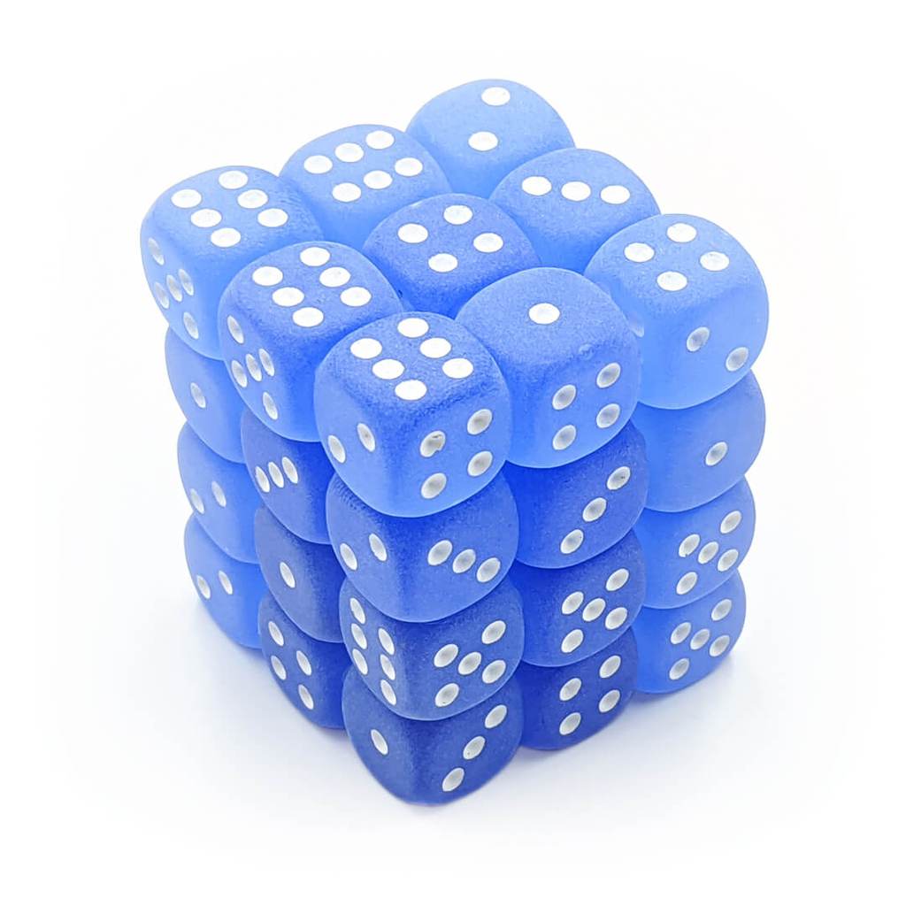 Chessex 12mm Frosted Blue/White 36ct D6 Set (27806) Dice Chessex   