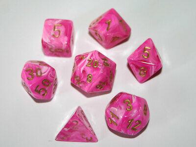 Chessex Vortex Pink/Gold 7ct Polyhedral Set (27454) Dice Chessex   