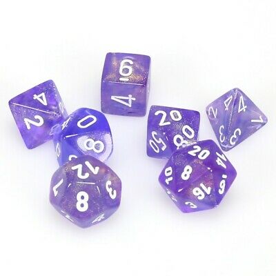 Chessex Borealis Purple/White 7ct Polyhedral Set (27407) Dice Chessex   