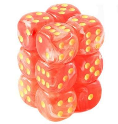 Chessex 16mm Ghostly Glow Orange/Yellow 12ct D6 Set (27723) Dice Chessex   