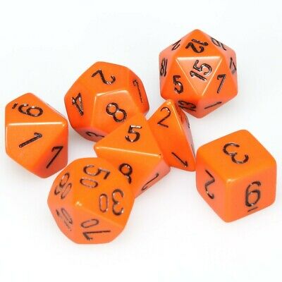 Chessex Opaque Orange/Black 7ct Polyhedral Set (25403) Dice Chessex   