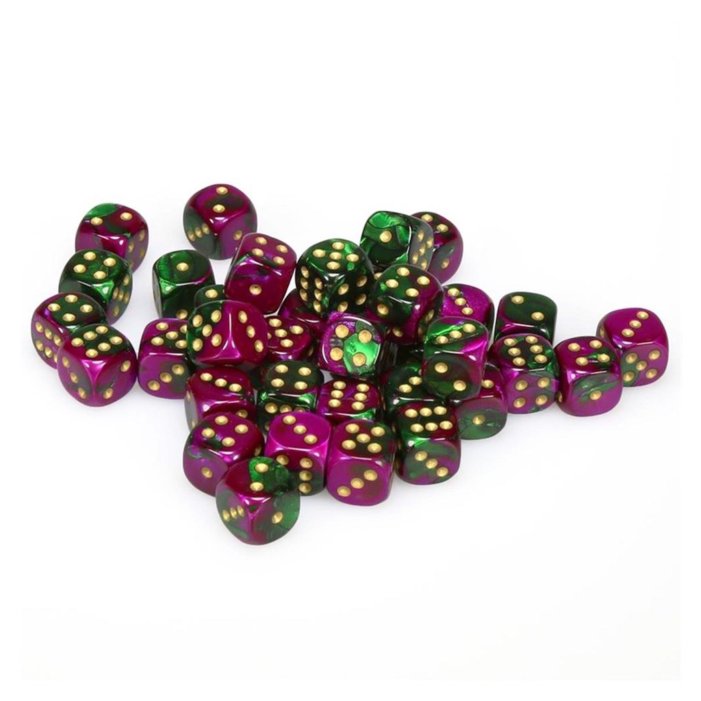 Chessex 12mm Gemini Green Purple/Gold 36ct D6 Set (26834) Dice Chessex   