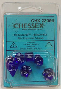 Chessex Mini Translucent Blue/White 7ct Polyhedral Set (23056) Dice Chessex   