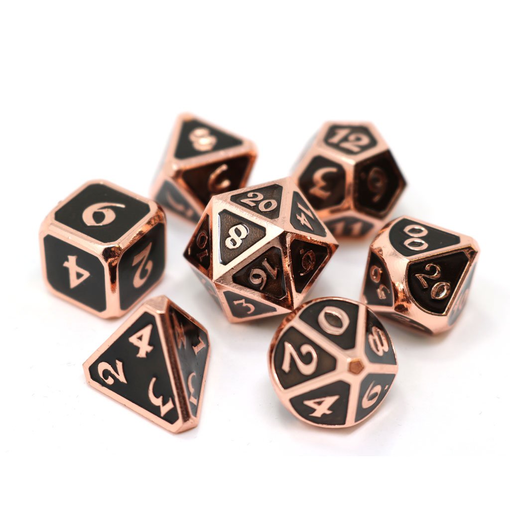 Die Hard Dice Metal Mythica Copper Onyx 7ct Polyhedral Set Dice Die Hard Dice