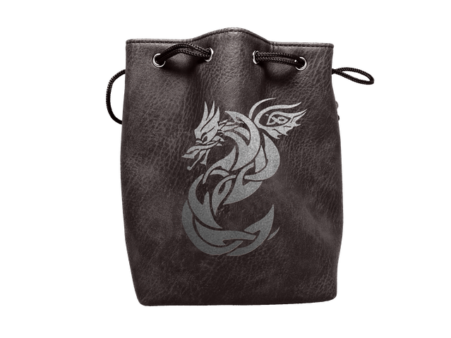 Easy Roller Black Leather Lite Celtic Knot Dragon Design Self-Standing Large Dice Bag Supplies Easy Roller Dice