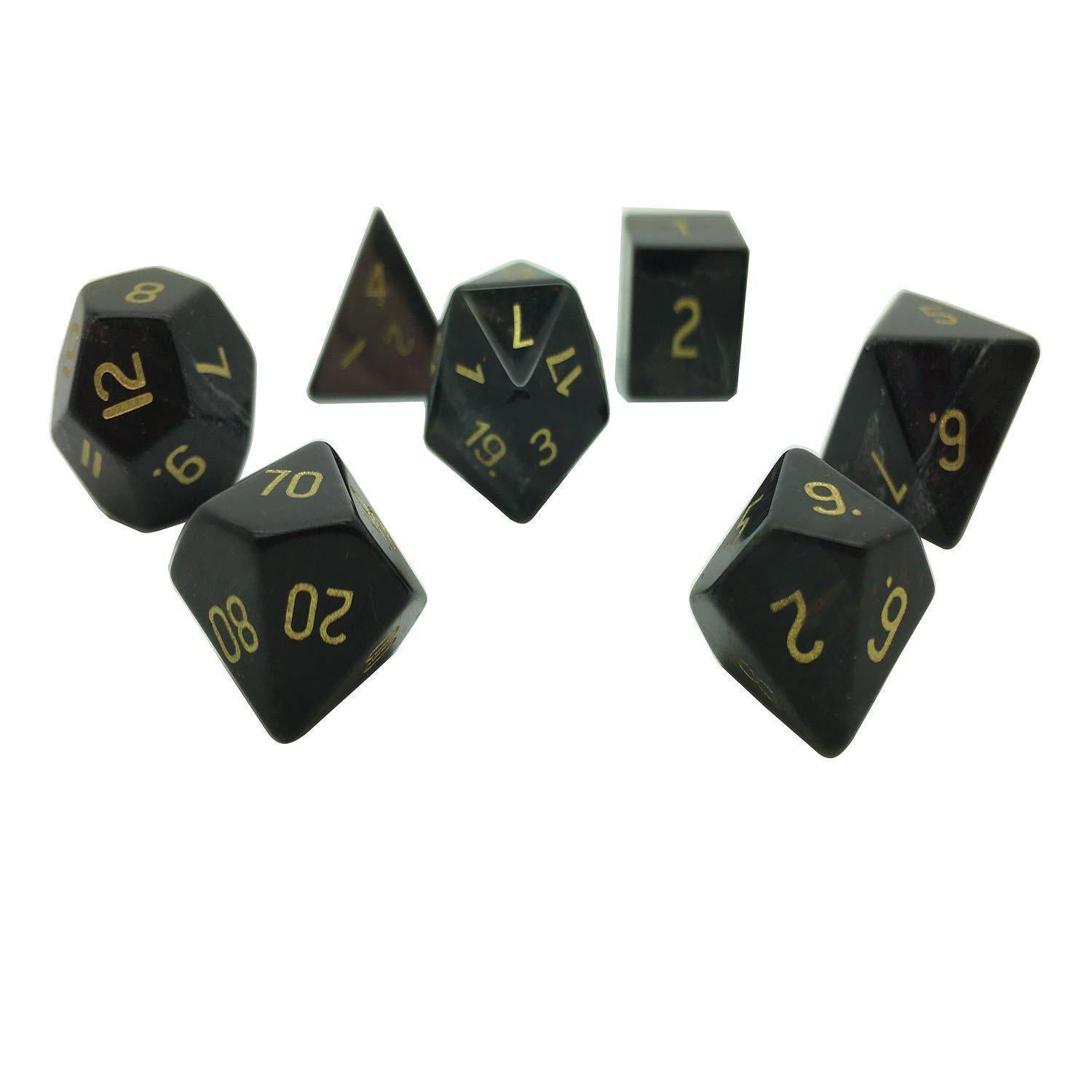 Hawk's Eye Semi-Precious Gemstone 7ct Polyhedral Dice Set Dice Norse Foundry