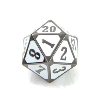 Die Hard Dice Metal Spindown D20 Sinister White Dice Die Hard Dice