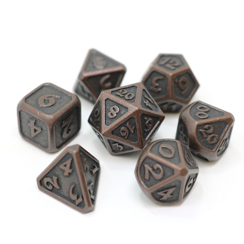Die Hard Dice Metal Mythica Dark Copper 7ct Polyhedral Set Dice Die Hard Dice