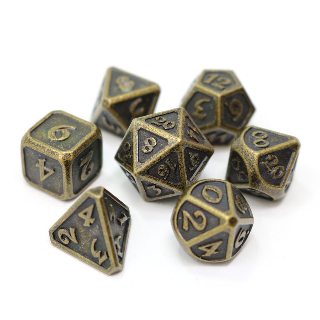 Die Hard Dice Metal Mythica Dark Gold 7ct Polyhedral Set Dice Die Hard Dice