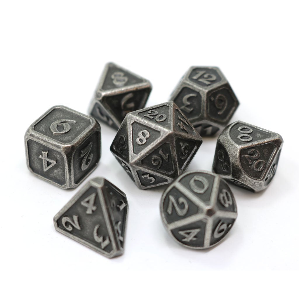 Die Hard Dice Metal Mythica Dark Silver 7ct Polyhedral Set Dice Die Hard Dice