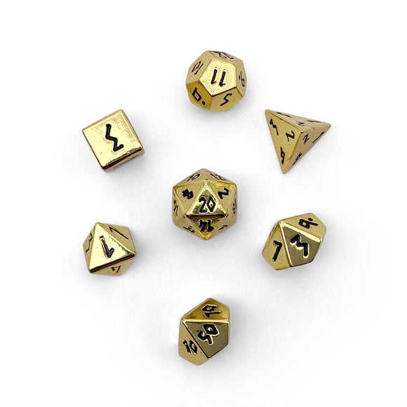 Pebble 10mm Alloy Mini Polyhedral Dice Set - Dead Mans Gold Home page Norse Foundry   