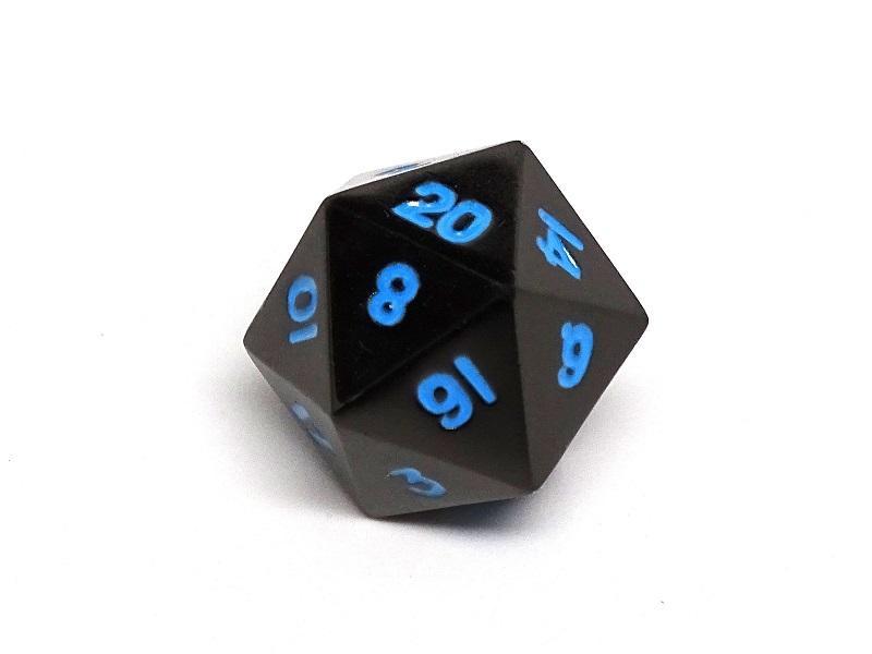 Easy Roller Single Gunmetal D20 Powder Blue Dice Easy Roller Dice