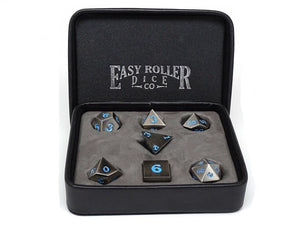 Easy Roller Metal Legendary Silver Powder Blue Signature Font 7ct Polyhedral Set Home page Easy Roller Dice   