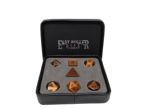 Easy Roller Metal Legendary Copper Black Signature Font 7ct Polyhedral Set Home page Easy Roller Dice   
