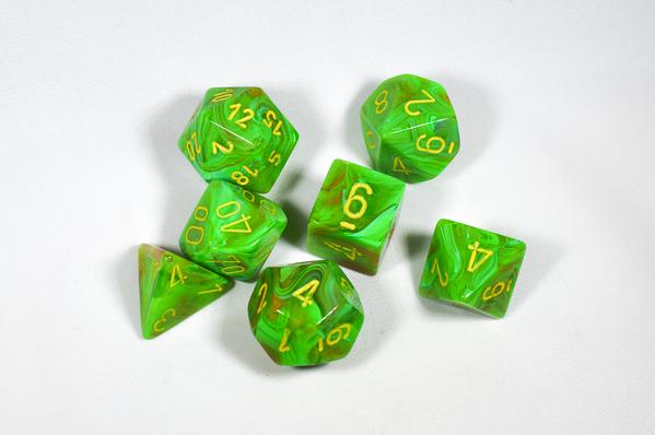 Chessex Vortex Slime/Yellow 7ct Polyhedral Set (27515) Dice Chessex   