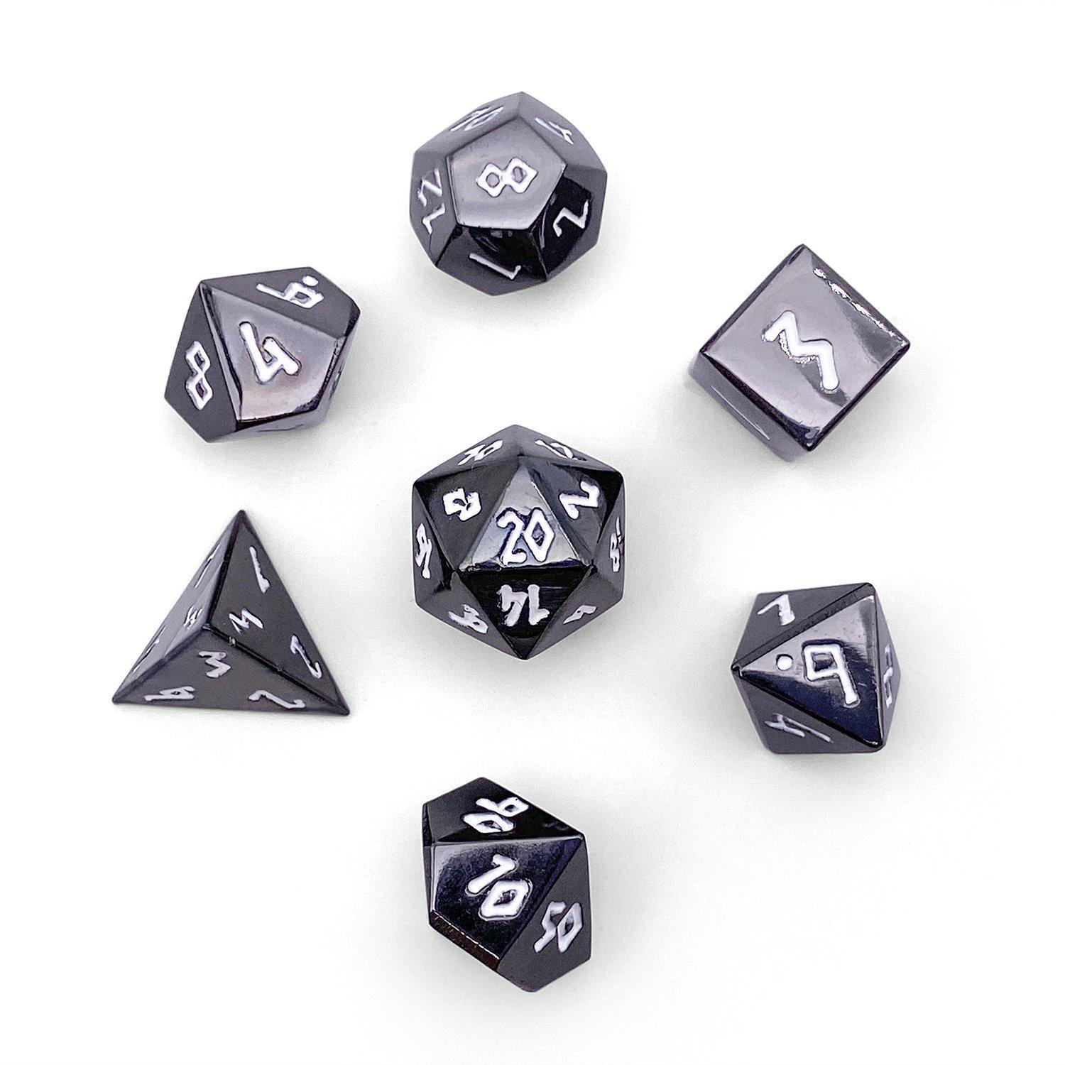 Pebble 10mm Alloy Mini Polyhedral Dice Set - Drow Black Dice Norse Foundry