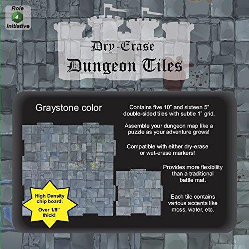 Dry Erase Dungeon Tiles - Greystone 5ct 10" & 16ct 5" Square RPG Maps Role 4 Initiative   