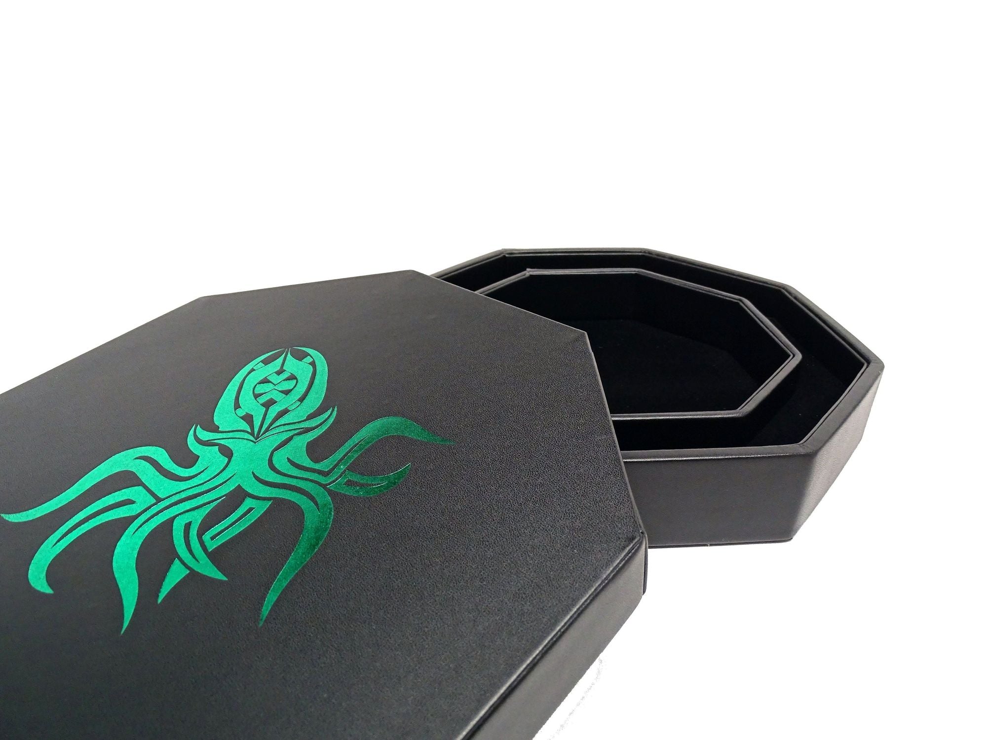Easy Roller Green Cthulhu Dice Tray With Dice Staging Area and Lid Supplies Easy Roller Dice