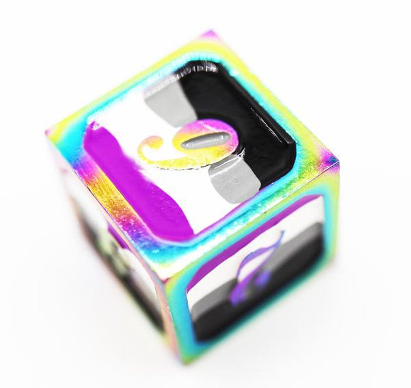 Dice for All Single Metal D6 - Asexual Pride Flag with Rainbow Metal Dice Foam Brain Games