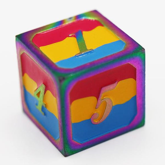 Dice for All Single Metal D6 - Pansexual Pride Flag with Rainbow Metal Dice Foam Brain Games