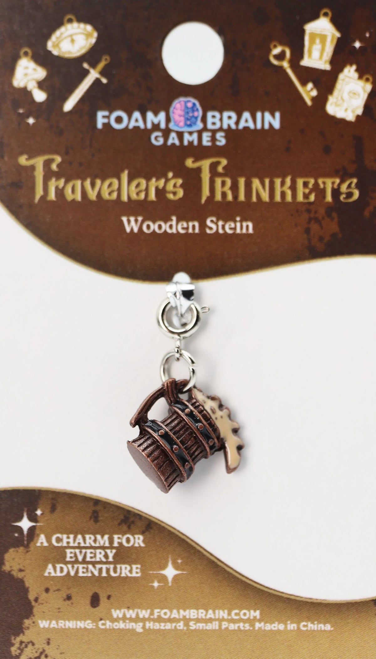 Traveler's Trinkets Charms Group 3 (24 options) Clothing & Accessories Foam Brain Games Wooden Stein  