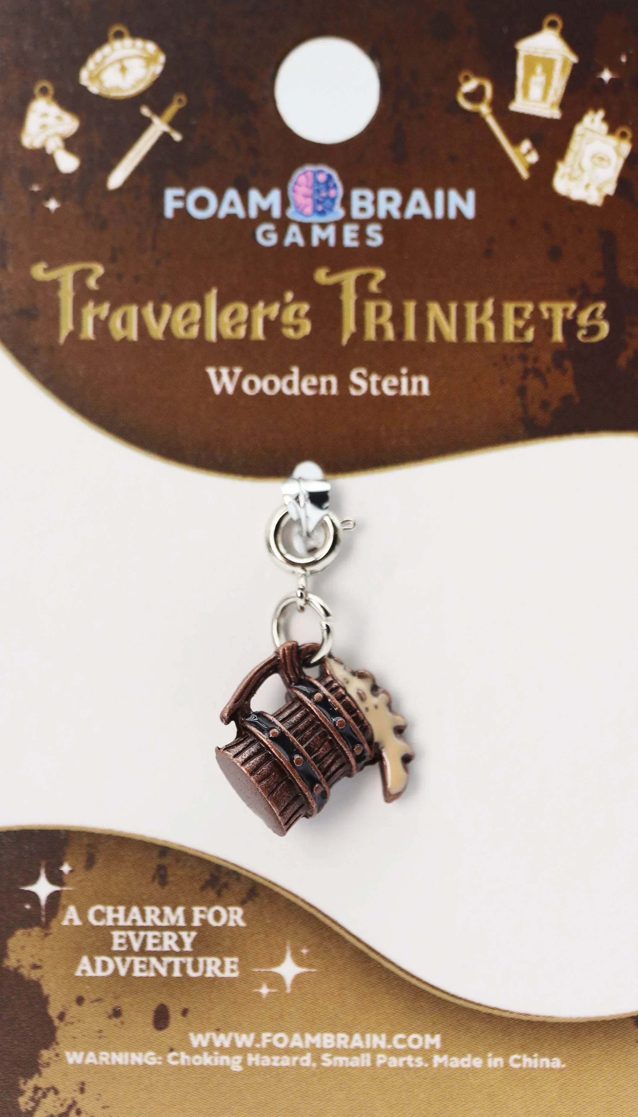 Traveler's Trinkets Charms Group 3 (24 options) Clothing & Accessories Foam Brain Games Wooden Stein  