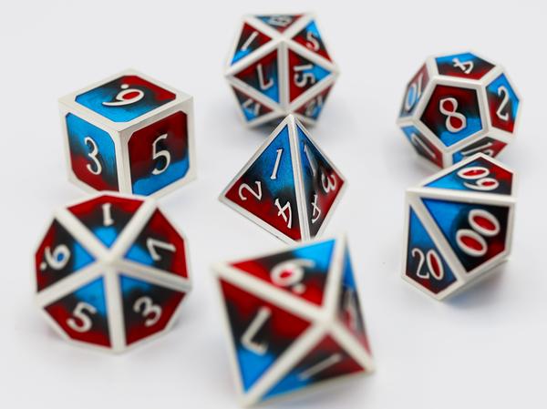 Fire & Ice Swirl 7ct Metal Polyhedral Dice Set Dice Other