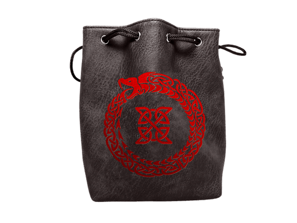 Easy Roller Black Leather Lite Ouroboros Design Self-Standing Large Dice Bag Home page Easy Roller Dice   