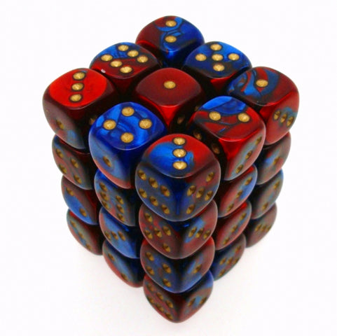 Chessex 12mm Gemini Blue Red/Gold 36ct D6 Set (26829) Dice Chessex   