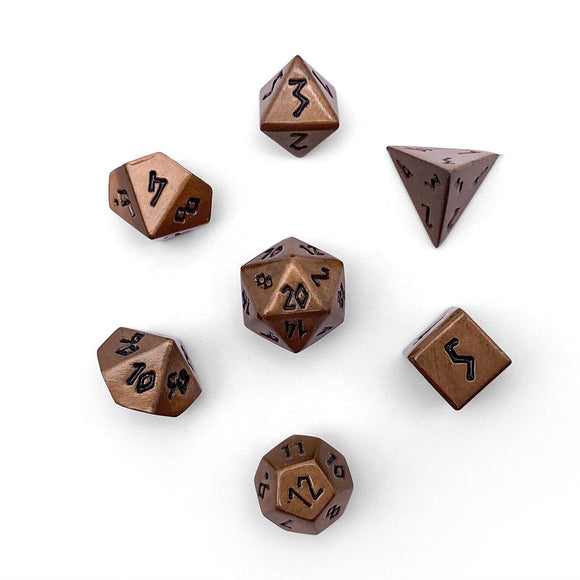 Pebble 10mm Alloy Mini Polyhedral Dice Set - Gnomish Copper Home page Norse Foundry   