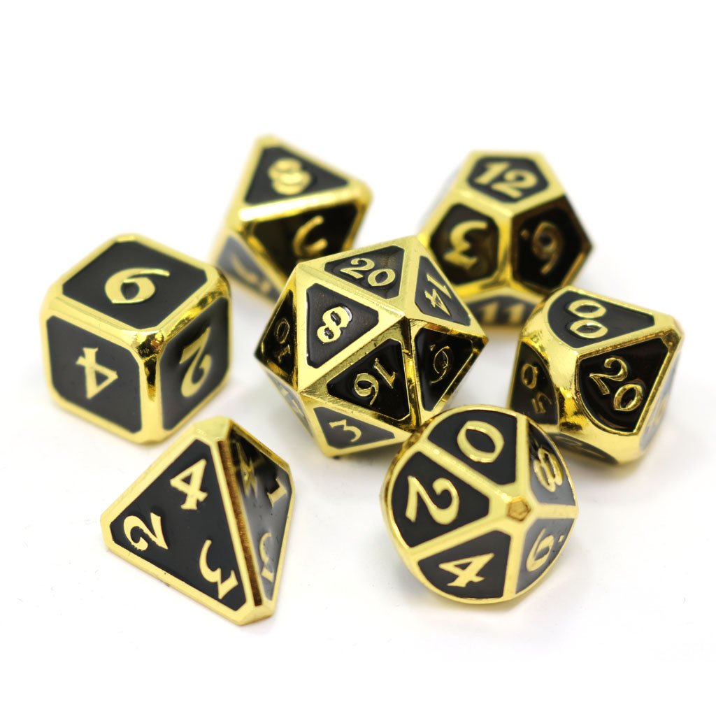 Die Hard Dice Metal Mythica Gold Onyx 7ct Polyhedral Set Dice Die Hard Dice