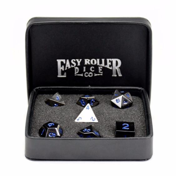 Easy Roller Metal Gunmetal Electric Blue 7ct Polyhedral Set Home page Easy Roller Dice   