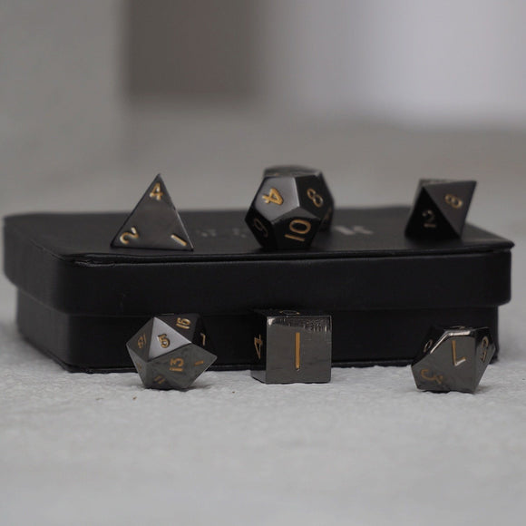 Easy Roller Metal Gunmetal Gold 7ct Polyhedral Set Home page Easy Roller Dice   