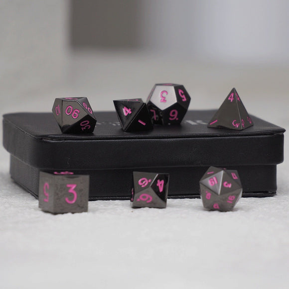 Easy Roller Metal Gunmetal Pink 7ct Polyhedral Set Home page Easy Roller Dice   
