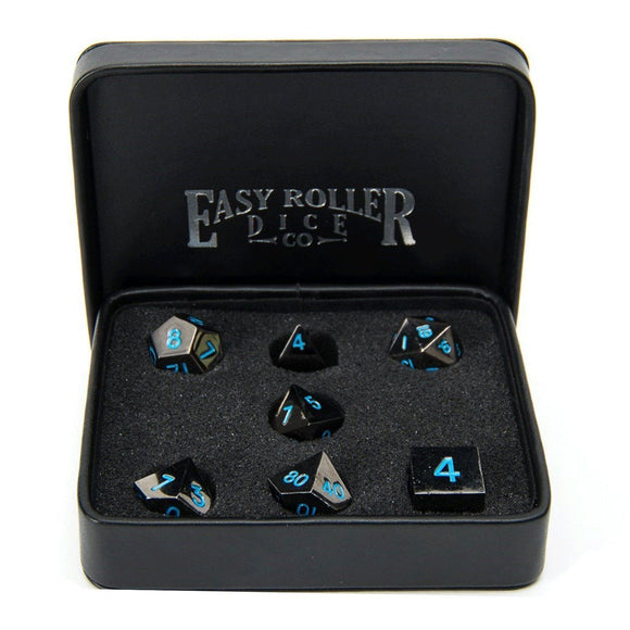 Easy Roller Metal Gunmetal Powder Blue 7ct Polyhedral Set Home page Easy Roller Dice   