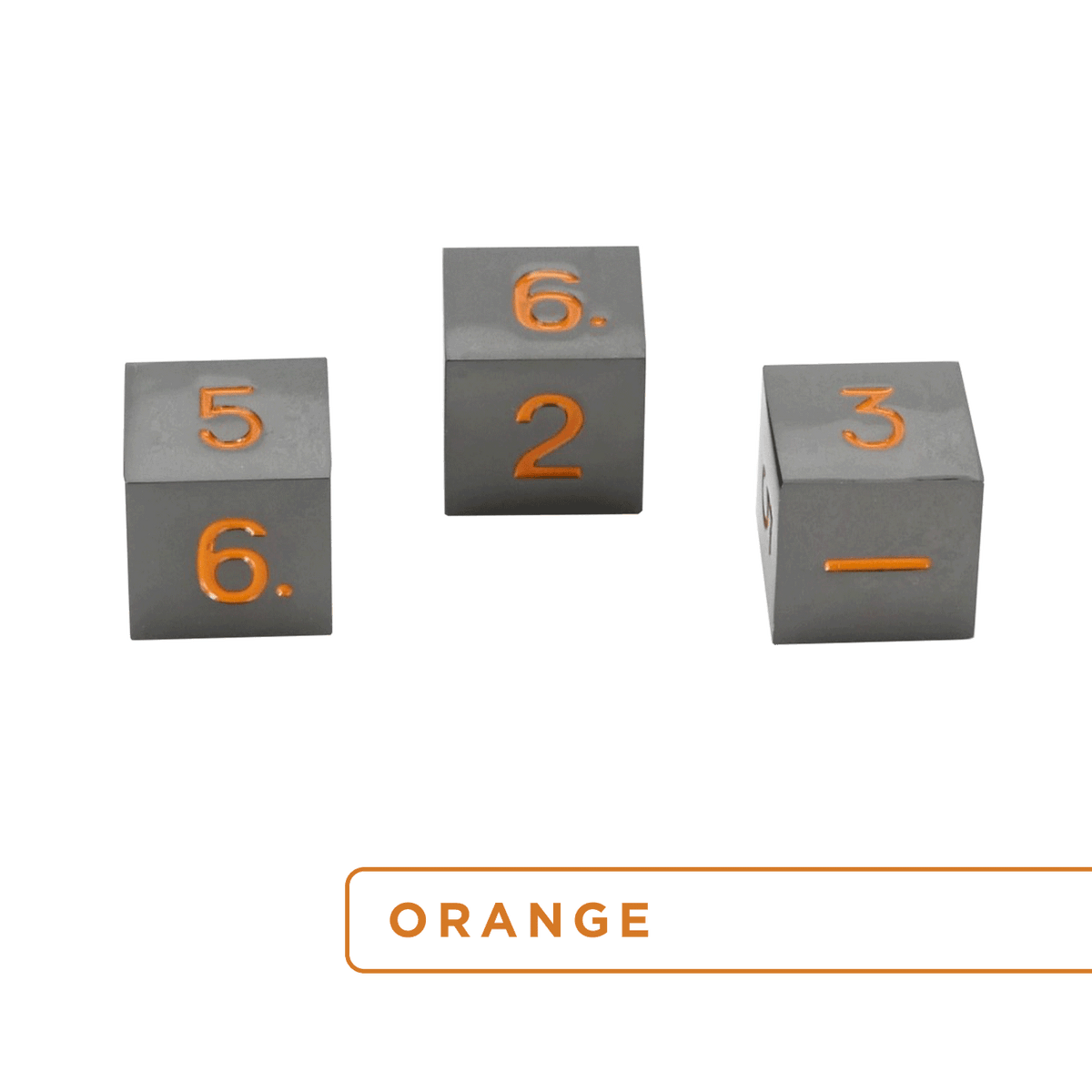 Easy Roller Metal Gunmetal Orange 3D6 Set Dice Easy Roller Dice