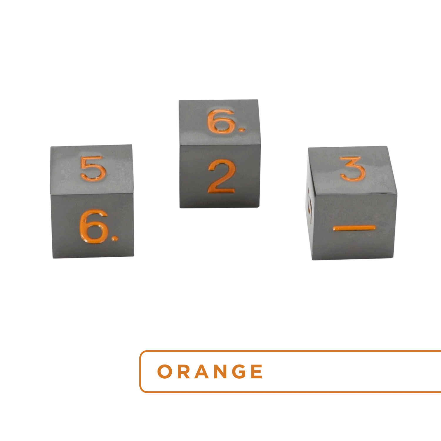 Easy Roller Metal Gunmetal Orange 3D6 Set Dice Easy Roller Dice
