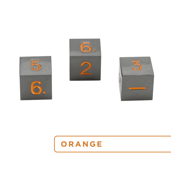 Easy Roller Metal Gunmetal Orange 3D6 Set Dice Easy Roller Dice