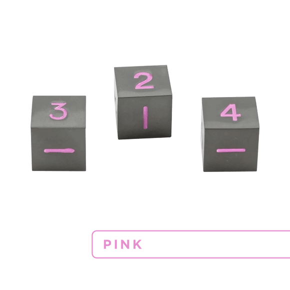 Easy Roller Metal Gunmetal Pink 3D6 Set Dice Easy Roller Dice