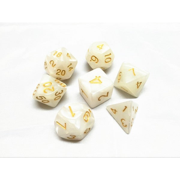 HD Dice Pearl White 7ct Polyhedral Dice Set Dice Other