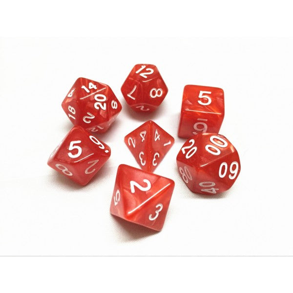 HD Dice Pearl Red 7ct Polyhedral Dice Set Dice Other
