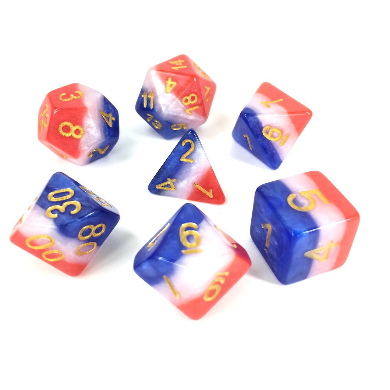 HD Dice Layered Red White and Blue 7ct Polyhedral Dice Set Dice Other
