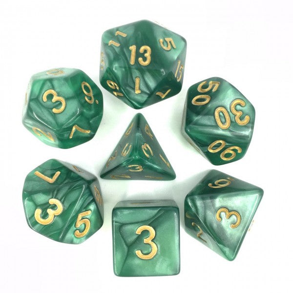 HD Dice Pearl Green with Gold 7ct Polyhedral Dice Set Dice Other