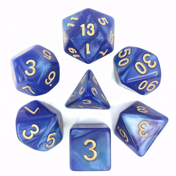 HD Dice Pearl Blue with Gold 7ct Polyhedral Dice Set Dice Other